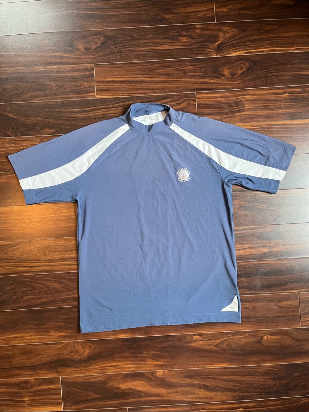 Nike Pebble Beach Golf Dri-Fit Short Sleeve Tee in Slate Blue & White, M, EUC
